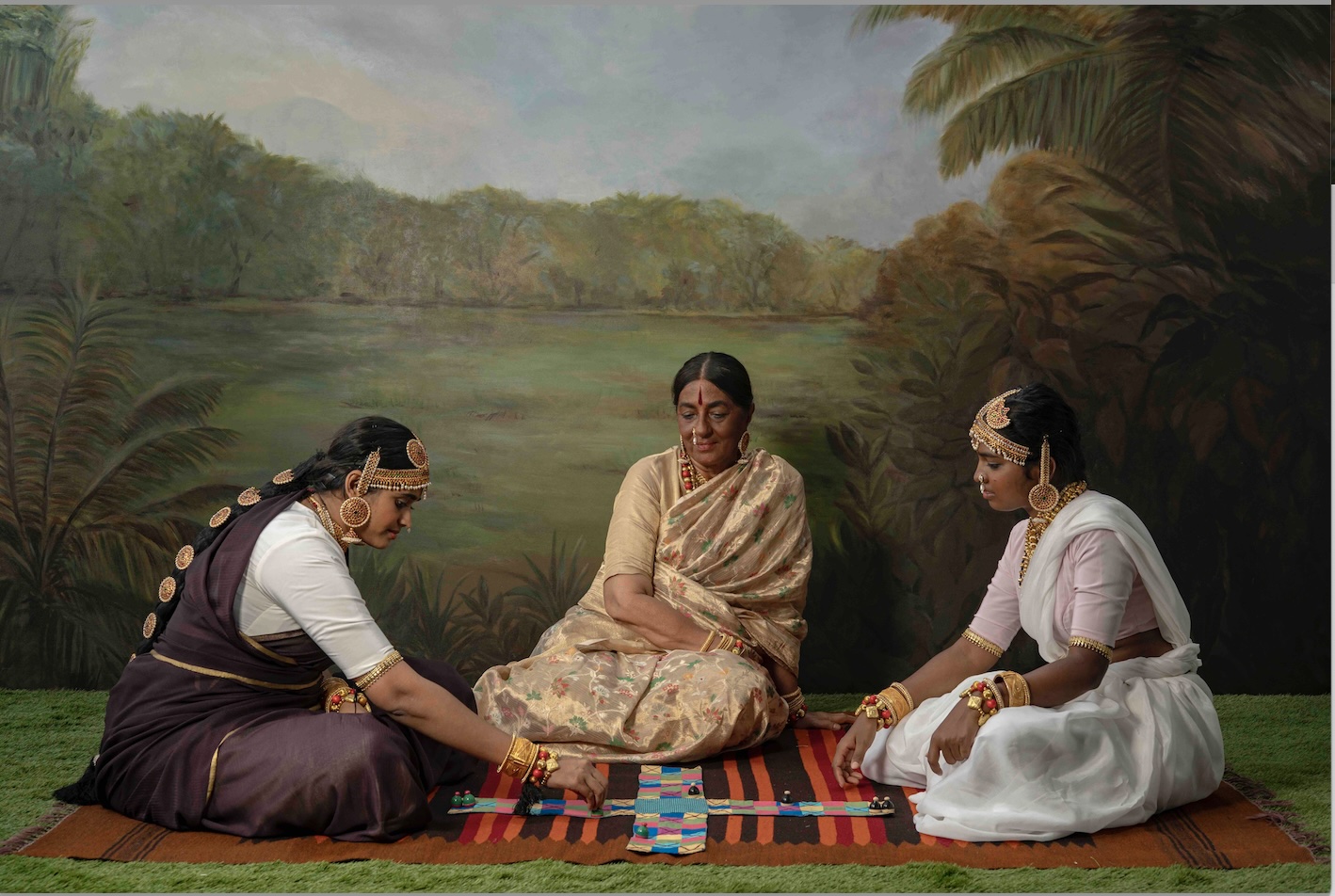 Three Mysore Princesses Playing Pagade
